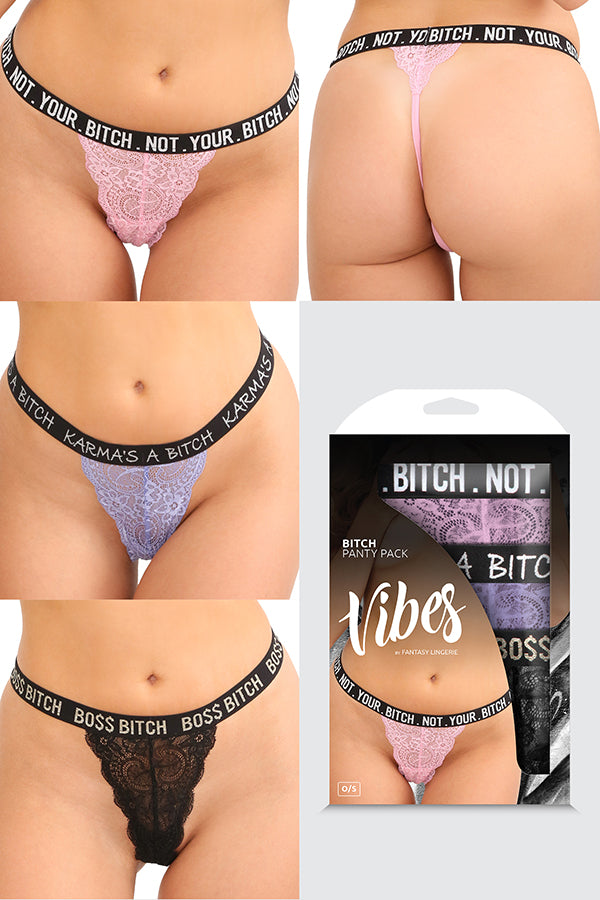 BITCH PACK 3PC LACE THONG