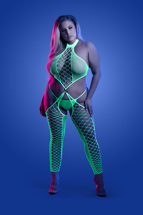 High Voltage High Neck Bodystocking & G-string