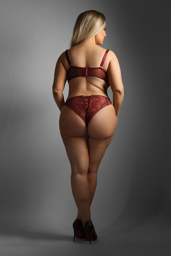 Lace-up Bra & Crotchless Panty