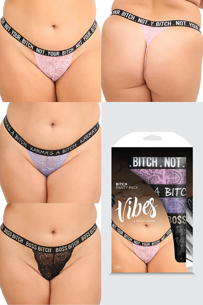 BITCH PACK 3PC LACE THONG